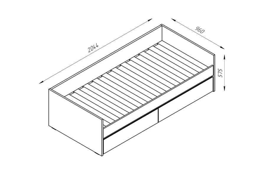 Кровать раздвижная Кастор - аналог IKEA KULLEN,90х200,сонома (изображение №4)