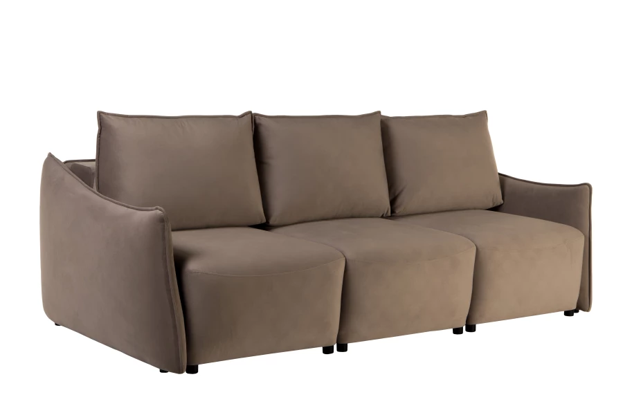 Диван-кровать Френк , велюровый, раскладной, кофейно-песочно-серый, 255х121х95 см (изображение №6)