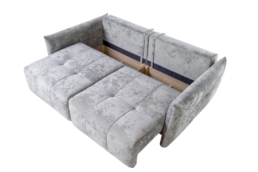 Диван-кровать Таип 2, велюровый, раскладной, светло-серый велюр, 235х128х86 см (изображение №8)