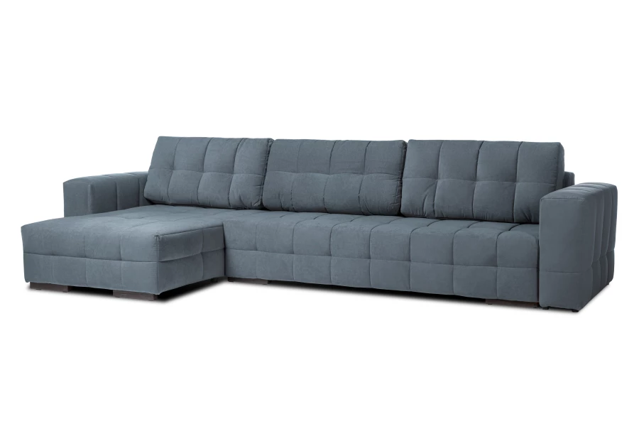 Диван-кровать Реал 2, велюровый, раскладной, серый велюр, 350х180х90 см (изображение №3)