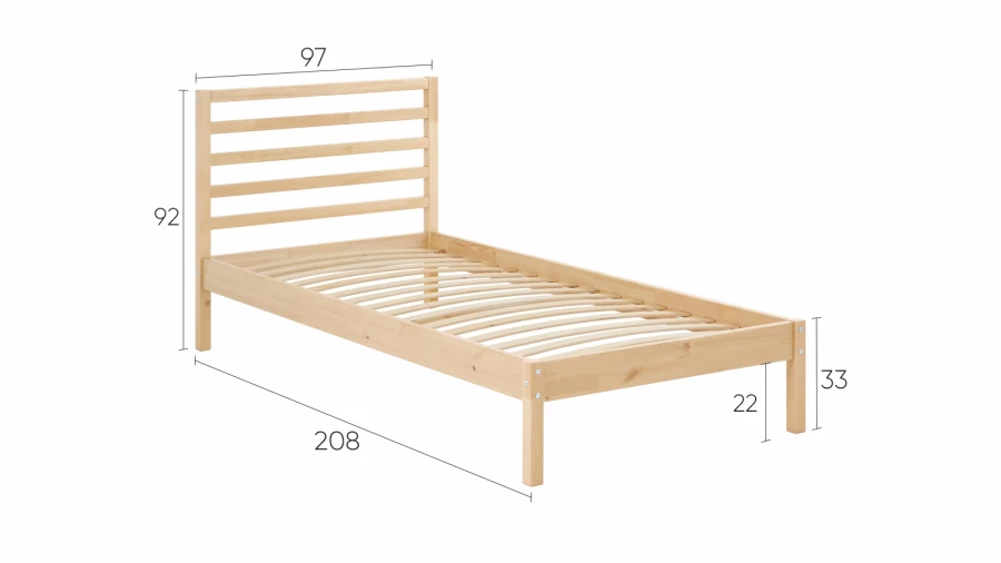 Кровать - аналог IKEA IDANAS/IDANÄS/ТИРАНА/ИКЕА 90х200 см, под беленый дуб (изображение №5)