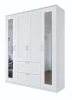 Шкаф комбинированный 4 двери и 2 ящика СИРИУС - аналог IKEA BRIMNES, белый (с 2 зеркалами)
