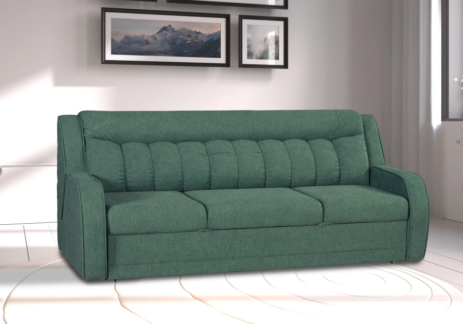Прямой диван-кровать Блистер, раскладной, зеленый, 231х96х96 см (изображение №9)