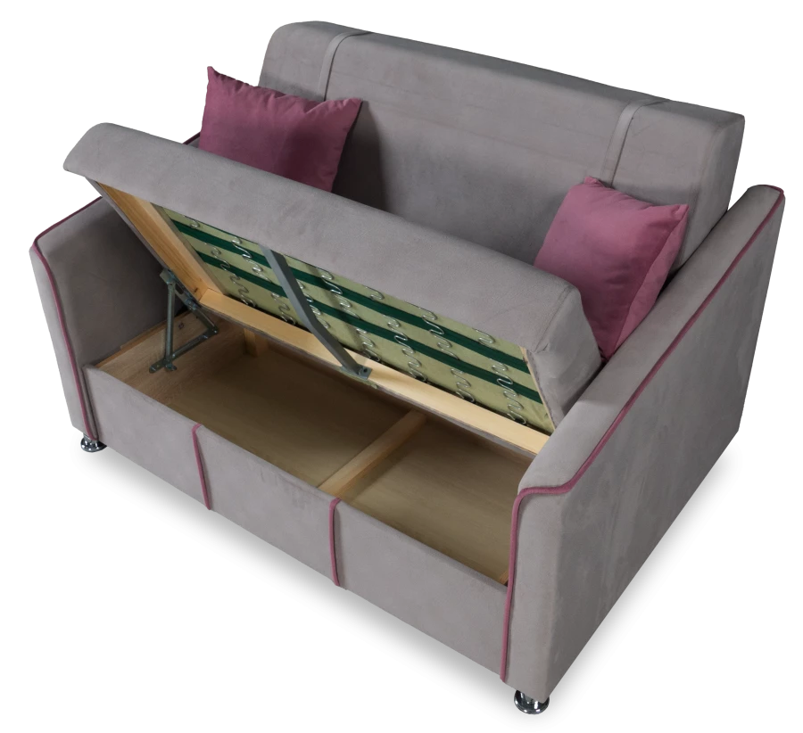 Прямой диван-кровать Милан, велюровый, раскладной, светло-серый, 149х99х91 см (изображение №4)