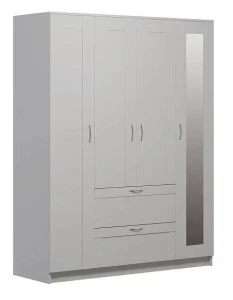 Шкаф комбинированный 4 двери и 2 ящика СИРИУС - аналог IKEA BRIMNES, белый (с 1 зеркалом)