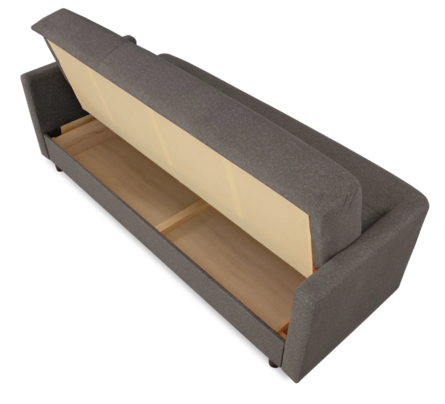 Диван-кровать Квин, раскладной, с ящиком для белья, серый велюр, 216х84х85 см (изображение №7)