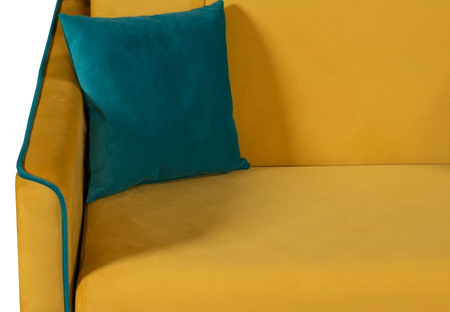 Прямой диван-кровать Милан, велюровый, раскладной, горчично-желтый, 149х99х91 см (изображение №6)
