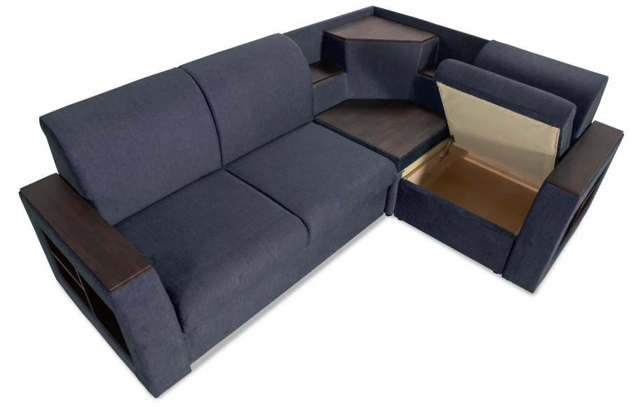 Угловой диван-кровать Сенатор, темно-синий, 260х187х92 см (изображение №8)