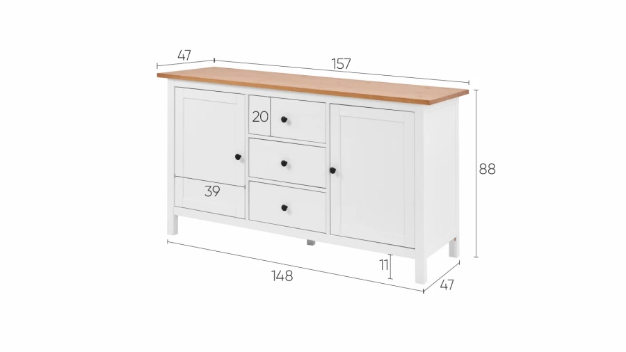 Сервант - аналог IKEA HEMNES / ХЕМНЭС/ ХЕМНЕС / КЫМОР / ИКЕА 157х89х47 см, белый/светло коричневый (изображение №5)