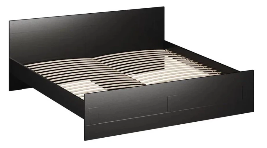 Кровать двойная СИРИУС - аналог IKEA BRIMNES, 160x200 см, Дуб Венге (изображение №1)