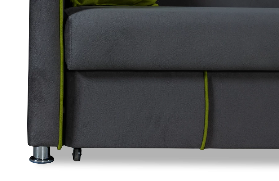 Прямой диван-кровать Милан, велюровый, раскладной, графитовый, 149х99х91 см (изображение №6)