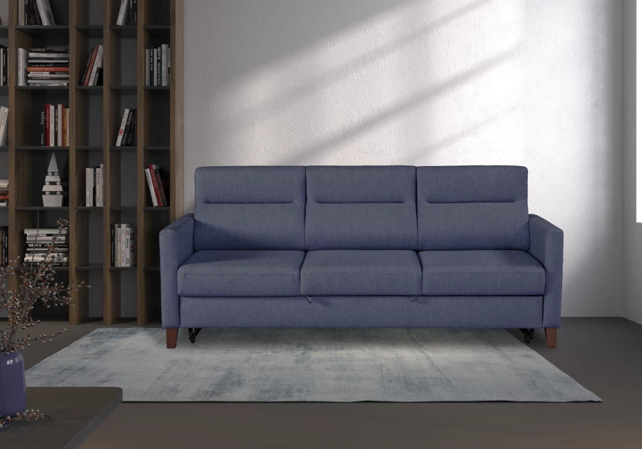 Диван-кровать Марсель велюровый, синий, 223х90х99 см (изображение №2)