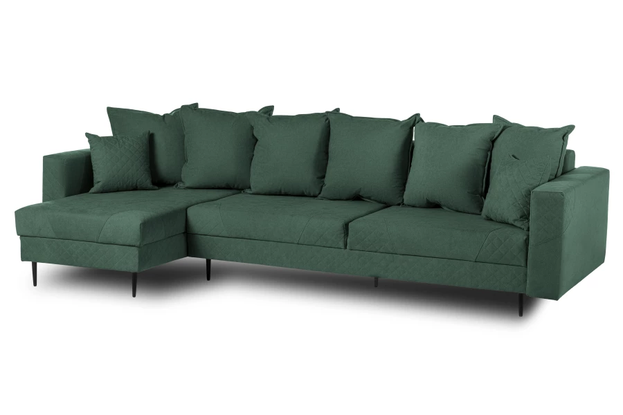 Диван-кровать Тенериф 3 прямой, велюровый, раскладной, зеленый, 312х157х90 см. (изображение №4)