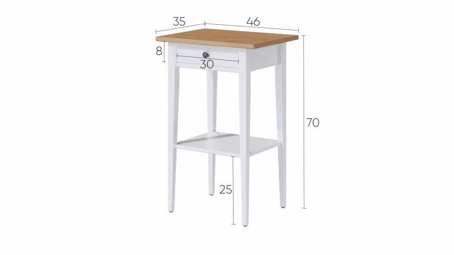 Тумба прикроватная - аналог IKEA HEMNES / ХЕМНЭС/ ХЕМНЕС / КЫМОР/ ИКЕА 46х70X35 см, белый/светло-коричневый (изображение №4)