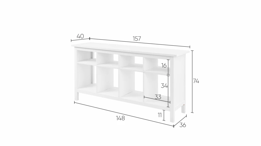 Стол-консоль - аналог IKEA HEMNES / ХЕМНЭС/ ХЕМНЕС / КЫМОР / ИКЕА 157х74х40 см, белый (изображение №4)