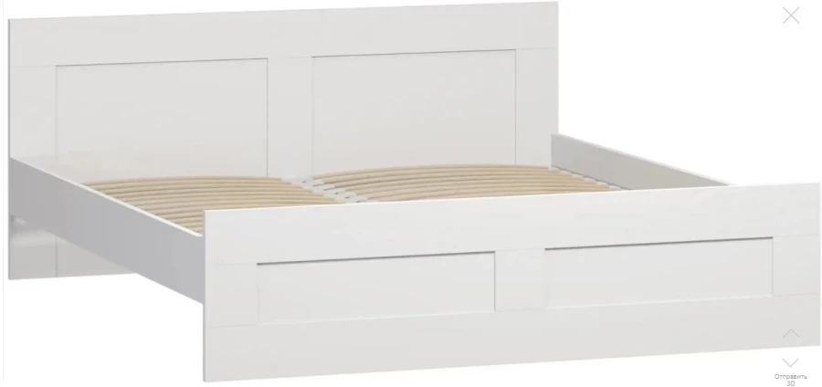 Кровать двойная СИРИУС - аналог IKEA BRIMNES, 160x200 см, белая (изображение №1)
