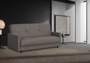 Второе фото. Диван-кровать Квин, раскладной, с ящиком для белья, серый велюр, 216х84х85 см