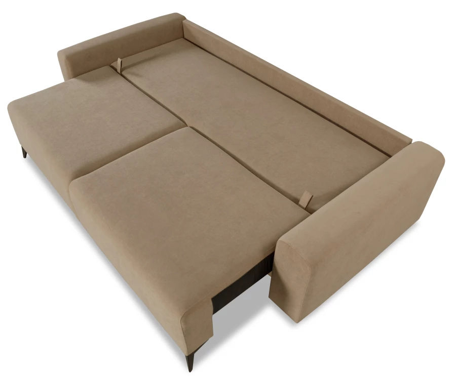 Диван-кровать Халиф велюровый, механизм Еврокнижка, бежево-коричневый, 241х105х98 см (изображение №10)