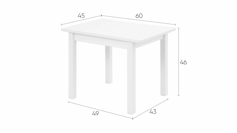 Стол детский - аналог  IKEA SUNDVIK /СУНДВИК/КОЧ/ ИКЕА, 60x45см, белый (изображение №3)