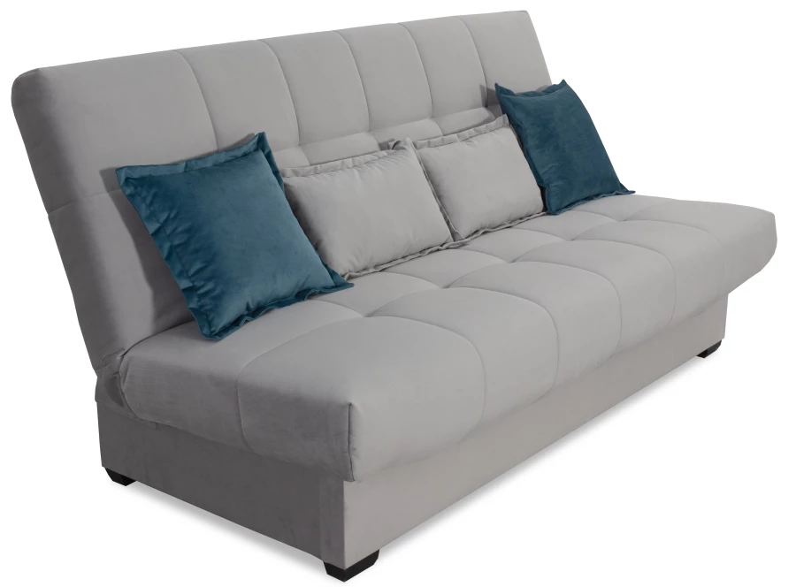 Прямой диван-кровать Аккорд, велюровый, раскладной, серый, 192х100х95 см (изображение №6)