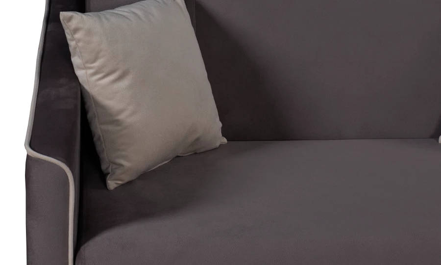 Прямой диван-кровать Милан, велюровый, раскладной, кофейно-песочно-серый, 149х99х91 см (изображение №3)