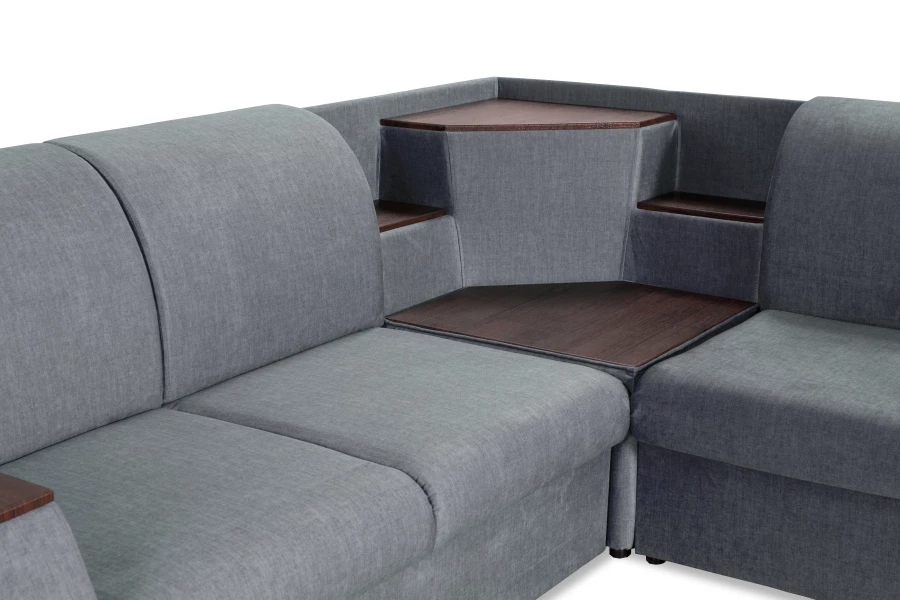 Угловой диван-кровать Сенатор, серый, 260х187х92 см (изображение №8)