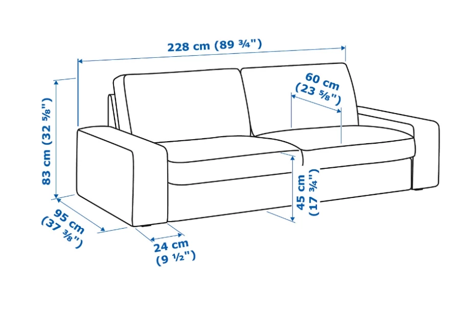 Чехол на 3-местный диван - KIVIK IKEA/ КИВИК ИКЕА, 180х45 см,  серый (изображение №4)