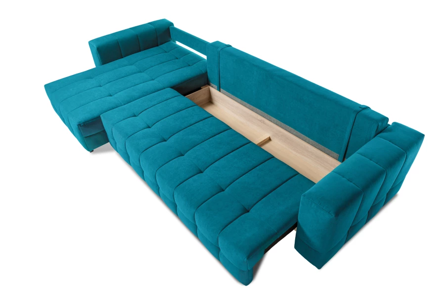 Диван-кровать Реал 2, велюровый, раскладной, бирюзовый велюр, 350х180х90 см (изображение №2)