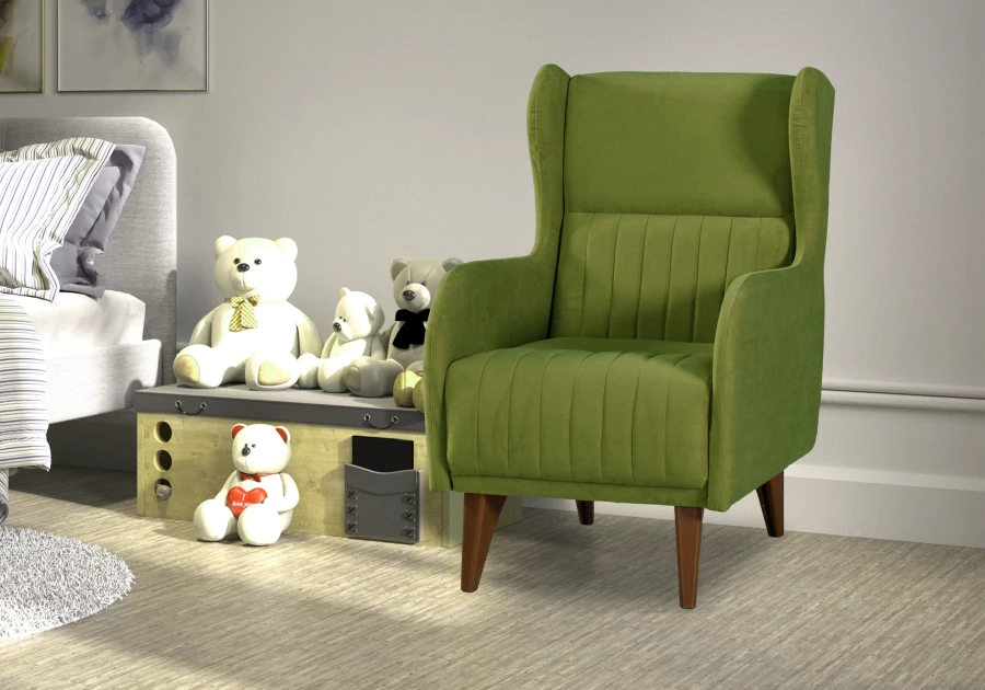 Кресло мягкое Градара, нераскладной, велюр, болотно-зеленый, 66х84х102 см (изображение №2)