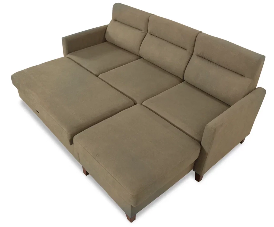 Диван-кровать Марсель со спальным местом, серо-песочный 228х97х160 см (изображение №7)