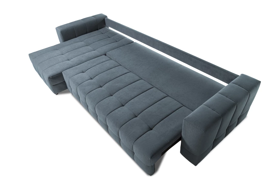 Диван-кровать Реал 2, велюровый, раскладной, серый велюр, 350х180х90 см (изображение №7)