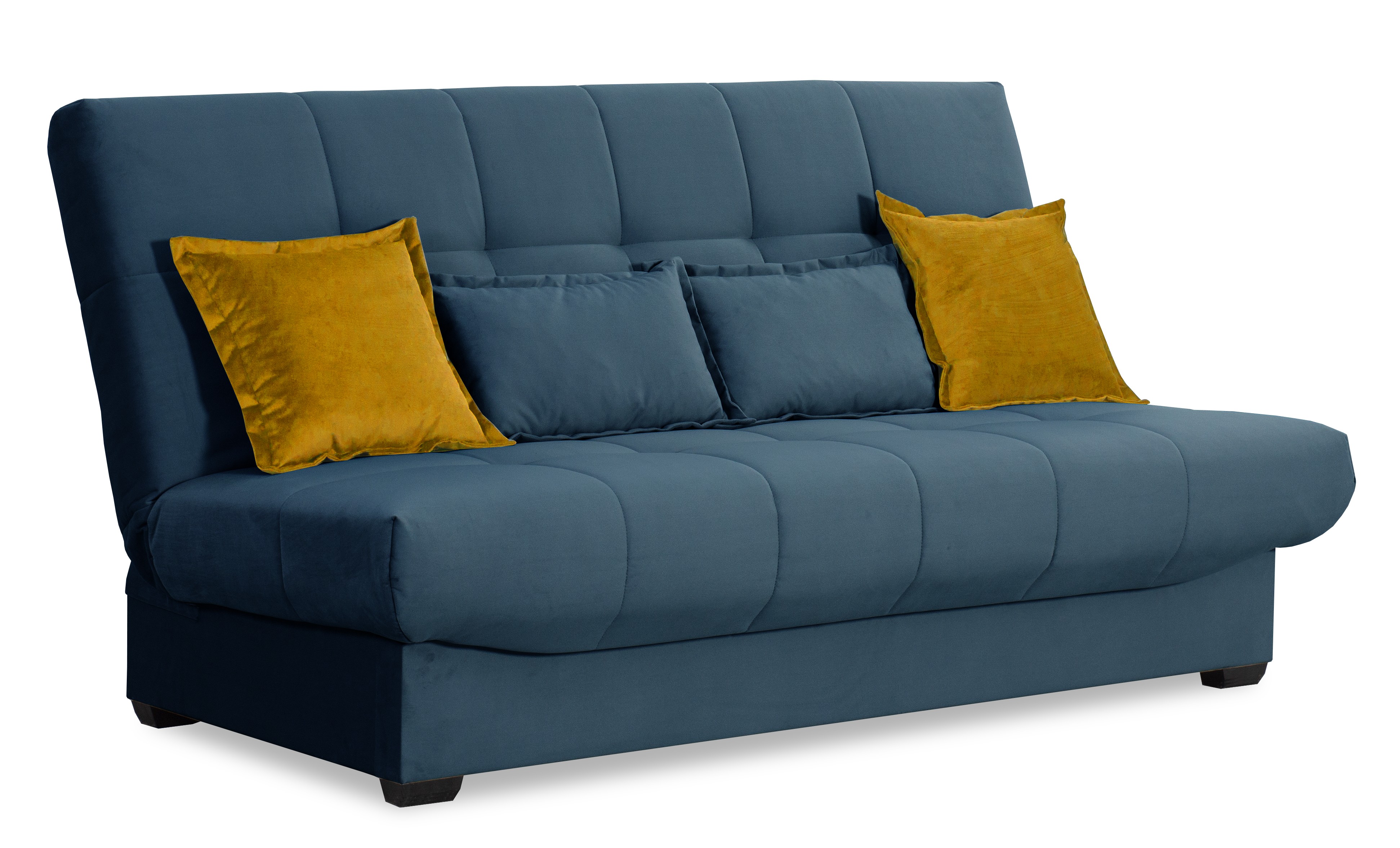 Прямой диван-кровать Аккорд, велюровый, раскладной, темно-синий, 192х100х95 см