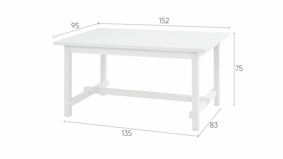 Стол барный  -  аналог IKEA/NORDVIKEN/НОРДВИКЕН /ТОЛЫСЬ/ ИКЕА,  152x95см, белый (изображение №4)