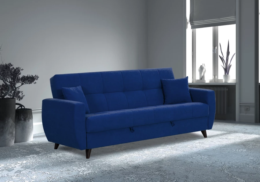Диван-кровать Бетти 2 велюровый, раскладной, темно-синий 236х88х96 см (изображение №3)