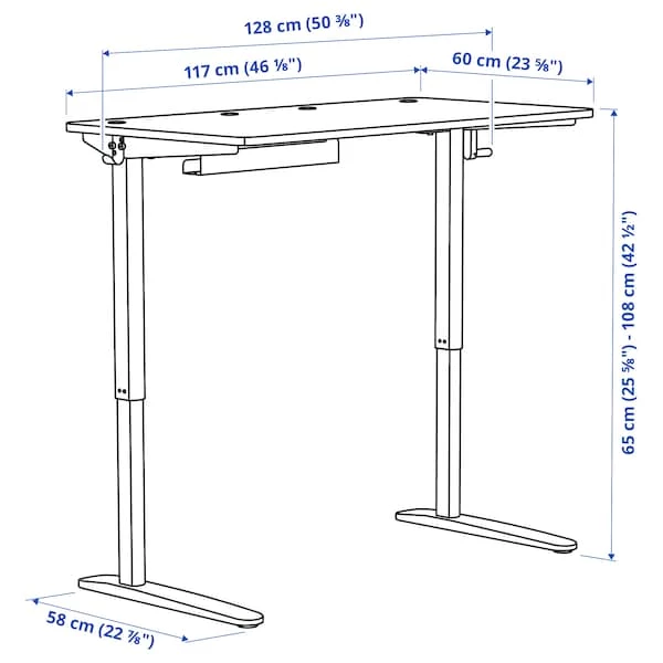 Письменный стол с регулировкой высоты - IKEA RELATERA/РЕЛАТЕРА ИКЕА, белый/зеленый (изображение №9)