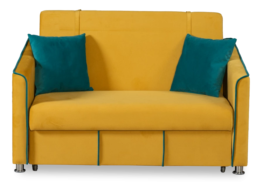 Прямой диван-кровать Милан, велюровый, раскладной, горчично-желтый, 149х99х91 см (изображение №2)