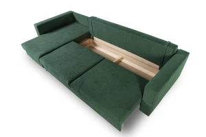 Второе фото. Диван-кровать Тенериф 3 прямой, велюровый, раскладной, зеленый, 312х157х90 см.