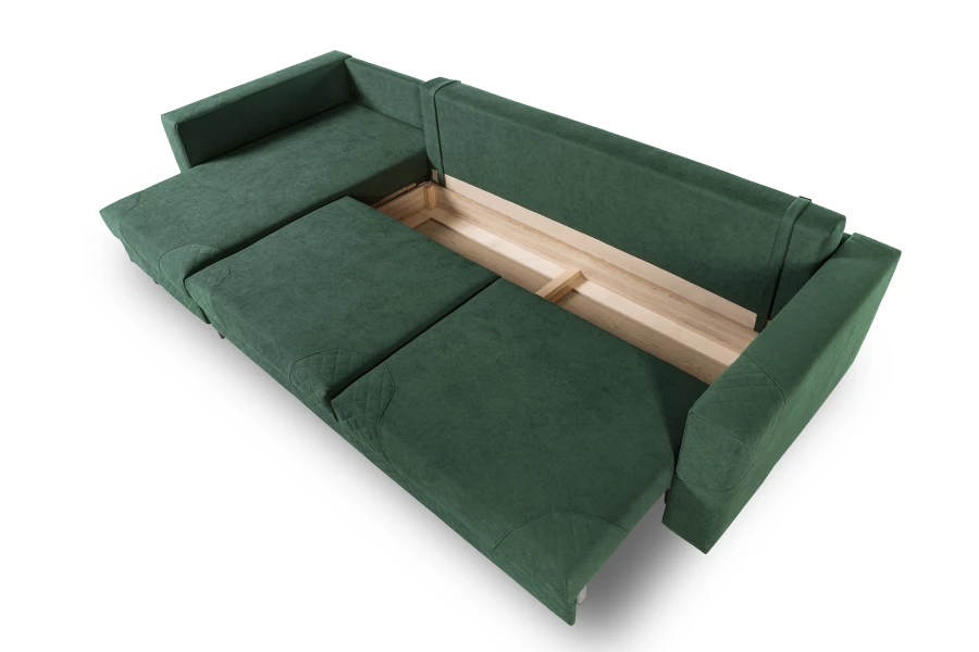 Диван-кровать Тенериф 3 прямой, велюровый, раскладной, зеленый, 312х157х90 см. (изображение №10)