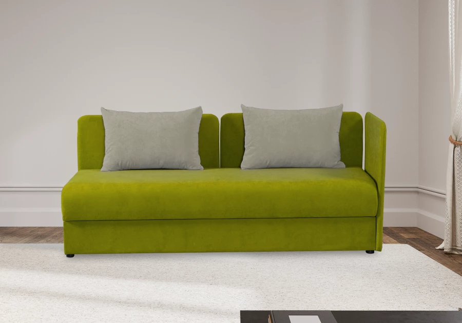 Диван-кровать, Орлеан велюровый, раскладной, с ящиком для белья, механизм Книжка, светло-серый велюр,  198х88х81 см (изображение №2)