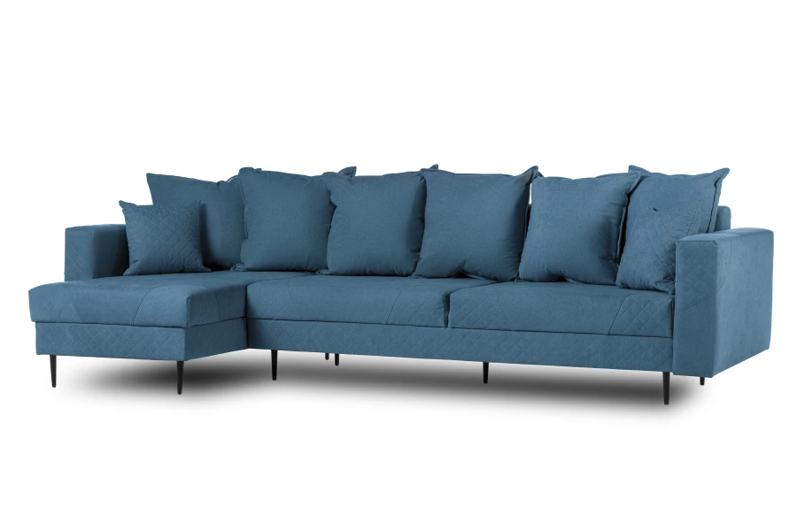 Диван-кровать Тенериф 3 прямой, велюровый, раскладной, синий, 312х157х90 см. (изображение №3)