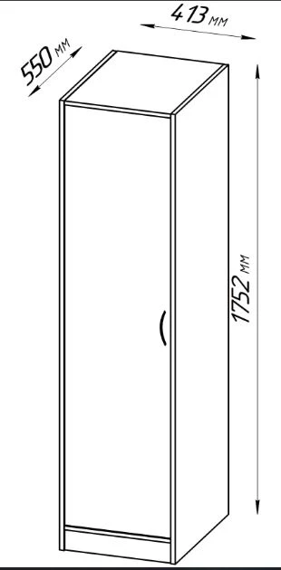 Шкаф ОРИОН 1 дверь - аналог IKEA KLEPPSTAD, 175,2x55x41.3 см, белый (изображение №4)