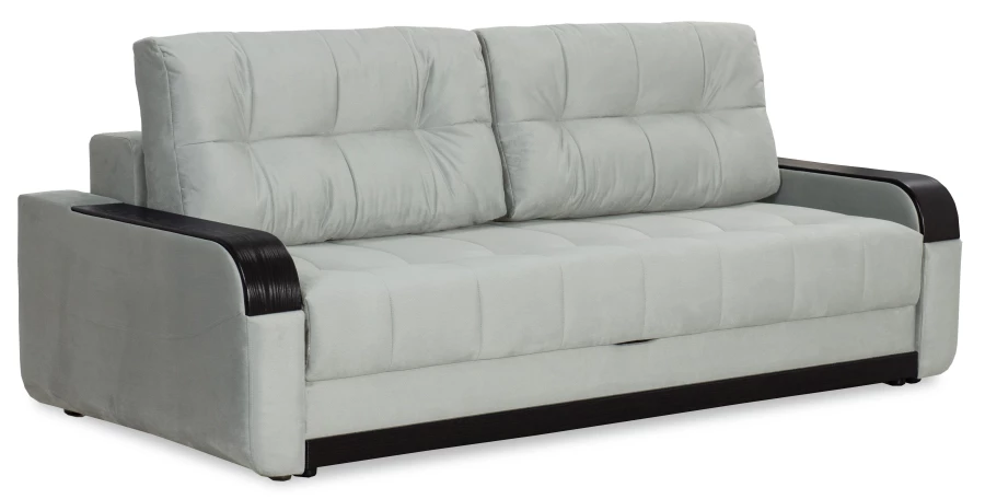 Диван-кровать Татьяна 5 БД Optima велюровый, раскладной, с ящиком для белья, механизм Еврокнижка, светло-серый велюр, 234х117х100см (изображение №3)