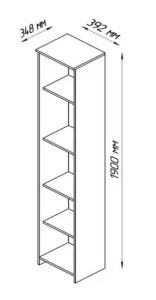 Стеллаж 5 полок СИРИУС - аналог IKEA BRIMNES, 39x190 см, белый