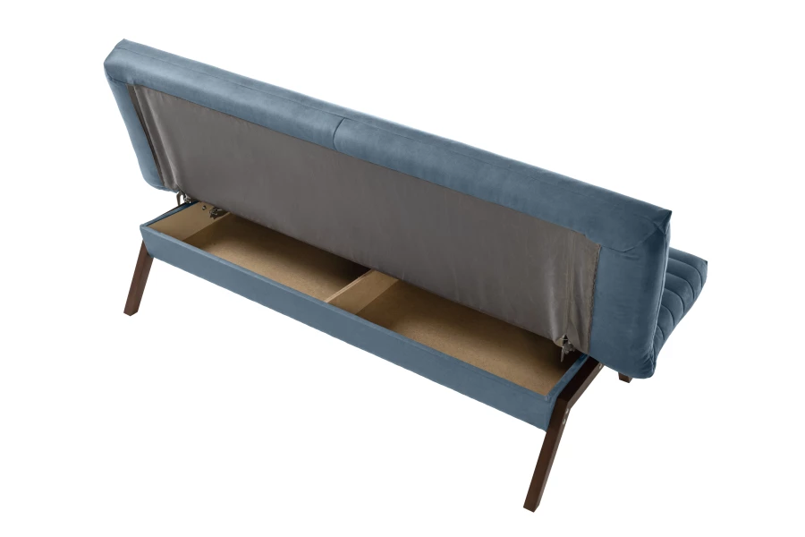 Диван-кровать Каир (БД), сине-серый, замша, 188х73х88 см (изображение №6)
