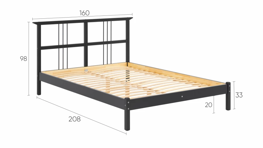 Кровать - аналог IKEA IDANAS/IDANÄS/ВОЙВЫВ/ИКЕА 140х200 см, черный (изображение №5)