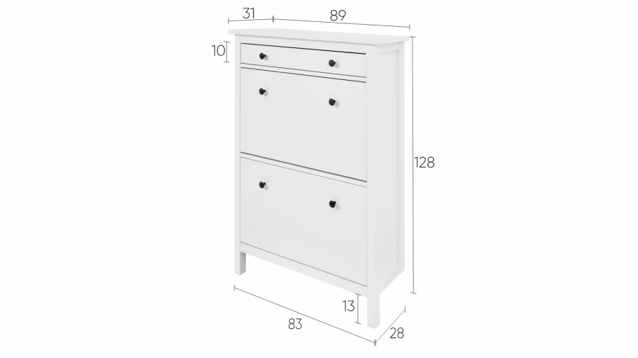 Обувница - аналог IKEA HEMNES / ХЕМНЭС/ ХЕМНЕС / КЫМОР / ИКЕА 89х127x30 см, белый (изображение №5)