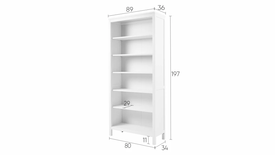 Стеллаж - аналог IKEA HEMNES / ХЕМНЭС/ ХЕМНЕС / КЫМОР / ИКЕА 90х198х37 см, белый (изображение №5)