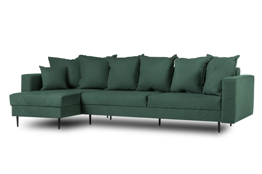 Диван-кровать Тенериф 3 прямой, велюровый, раскладной, зеленый, 312х157х90 см. (изображение №3)
