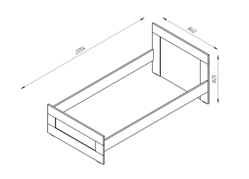 Кровать одинарная СИРИУС - аналог IKEA BRIMNES, 80x200 см, Дуб Венге (изображение №2)