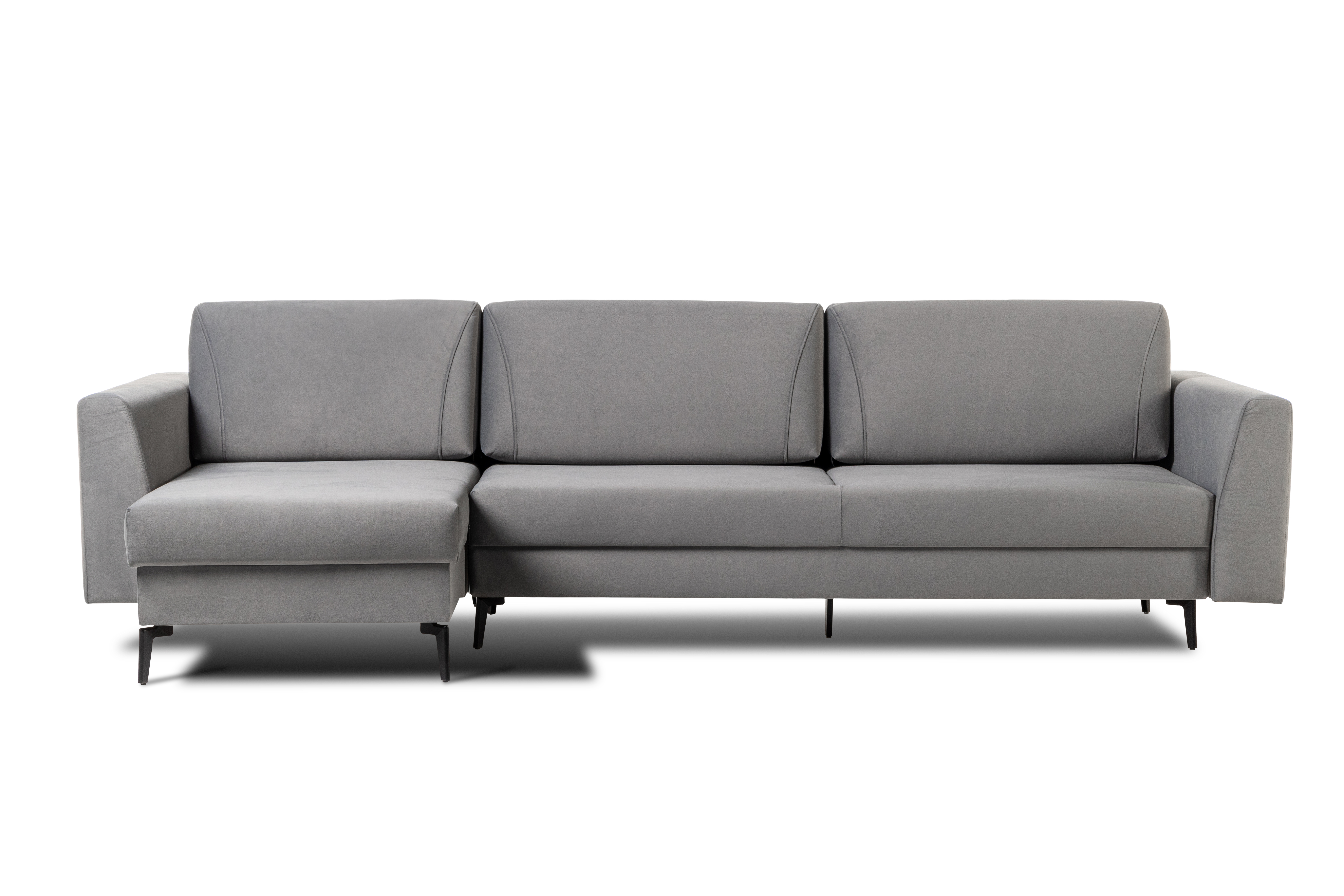 Диван-кровать Тенериф 1, велюровый, раскладной серый велюр, 315х157х70 см